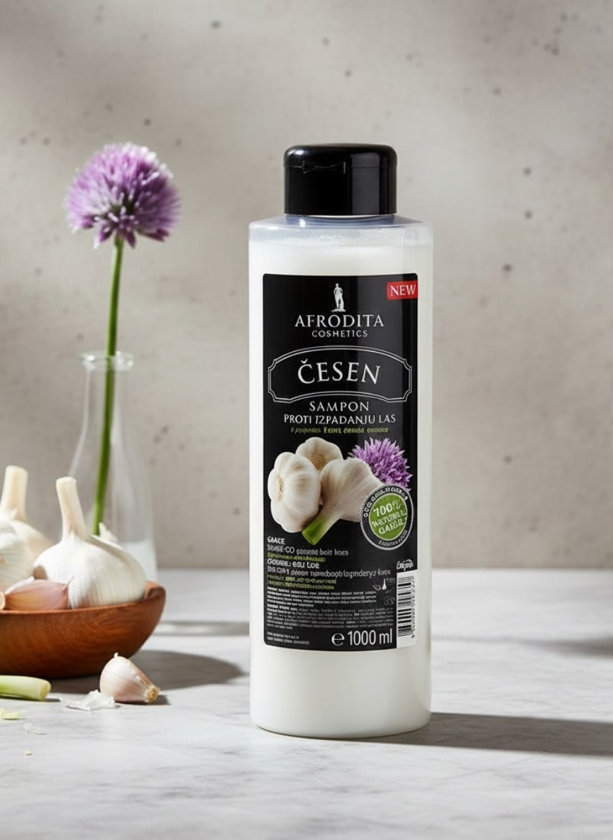 Shampoo und Duschgel Knoblauch,(Sampon protiv opadanja kose) 1L, Afrodita