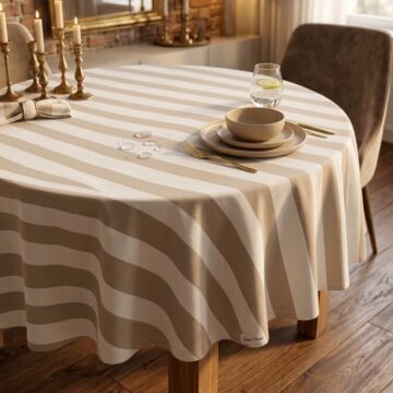 Runde Tischdecke, Urban Home 140cm (strajfne bez/bijelo 7505 )