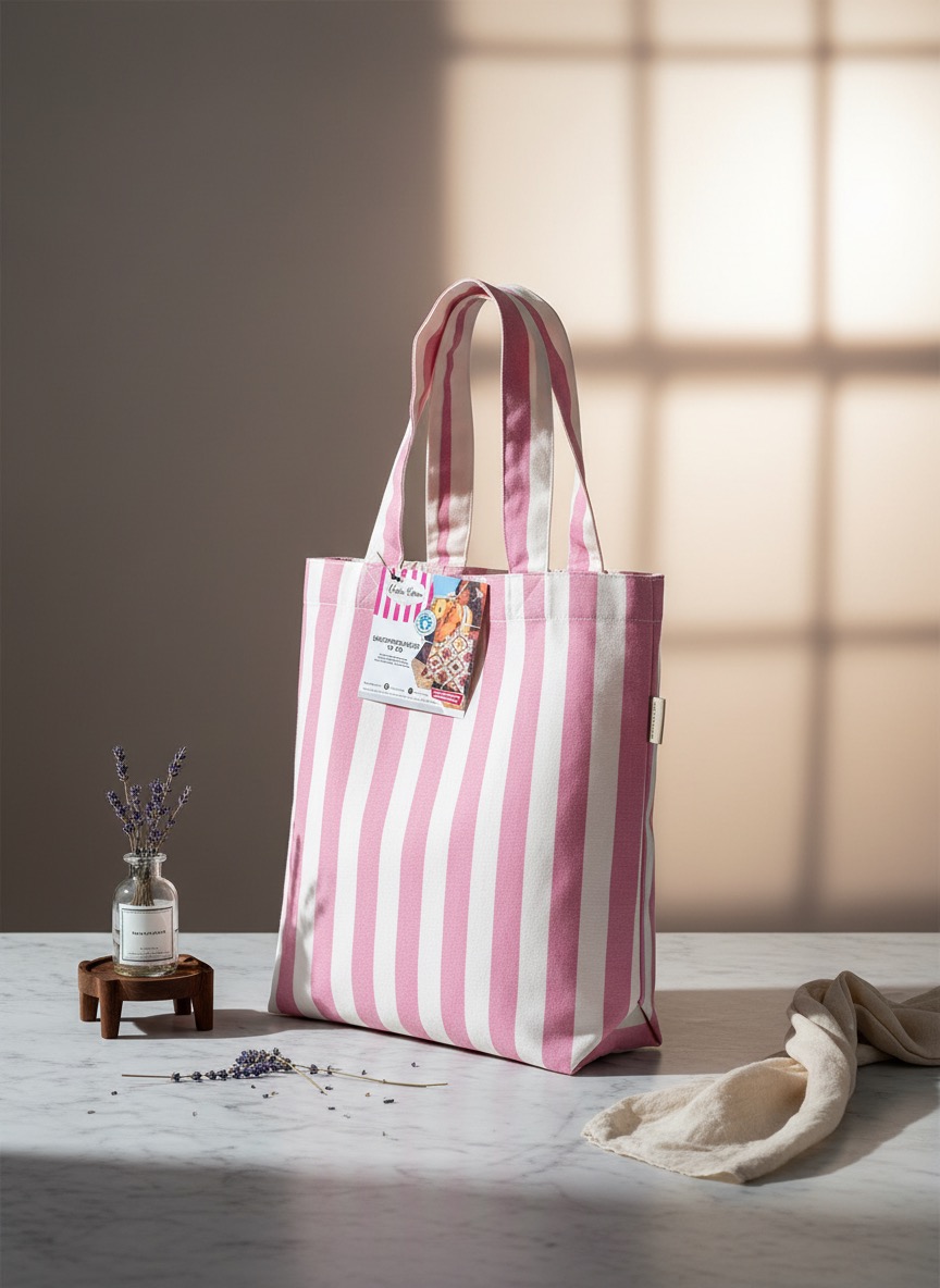Shoppertasche to go, Urban Home (roza bijela strajfne 5586)