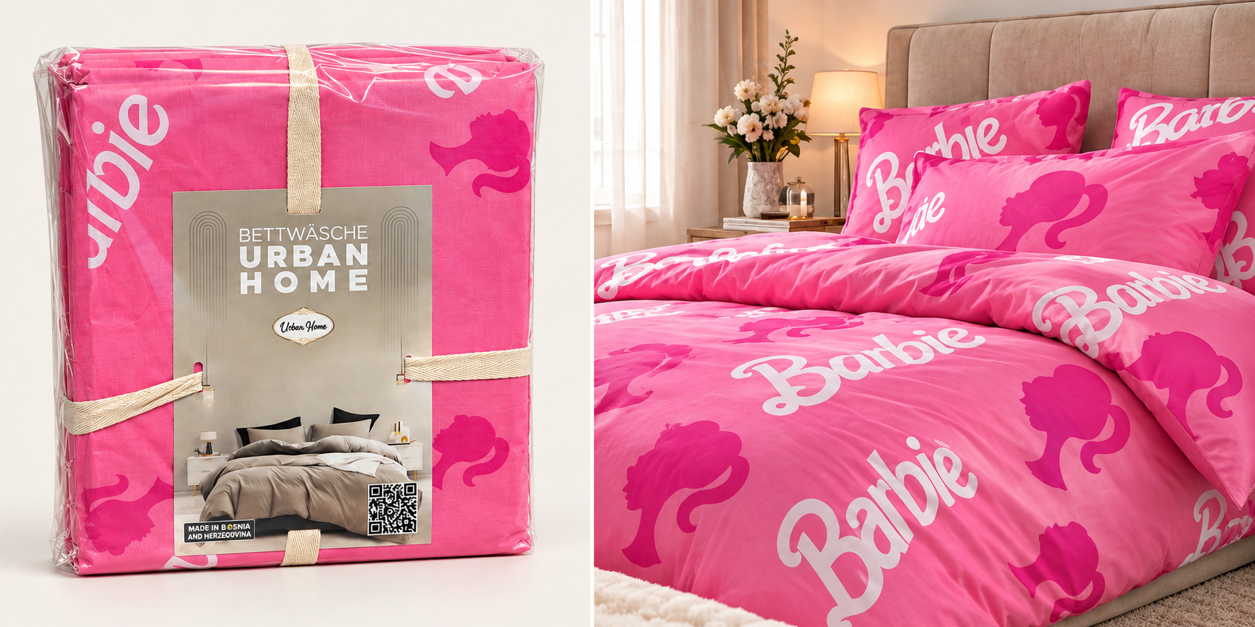 Barbie Bettwäsche ,Urban Home Rosa/Weiß 140x200 – Bild 3