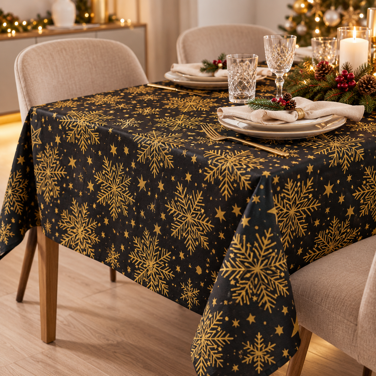 Tischdecke , Urban Home 140x140 (0925) Goldene Snow – Bild 2