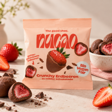 nucao Crunchy Erdbeeren in milder Schokolade Bio 50 g
