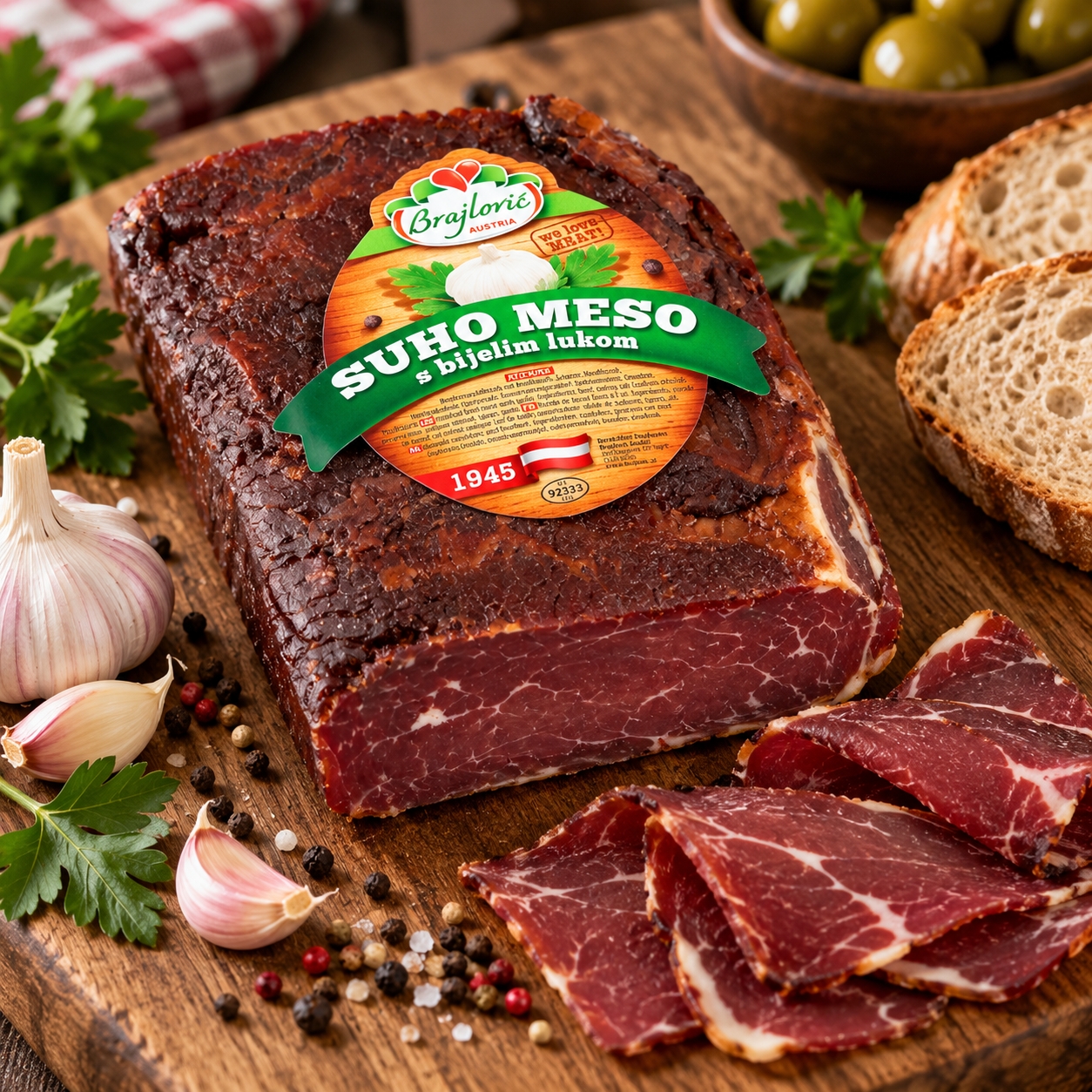Rinderrauchfleisch mit Knoblauch, Brajlovic 314-336g