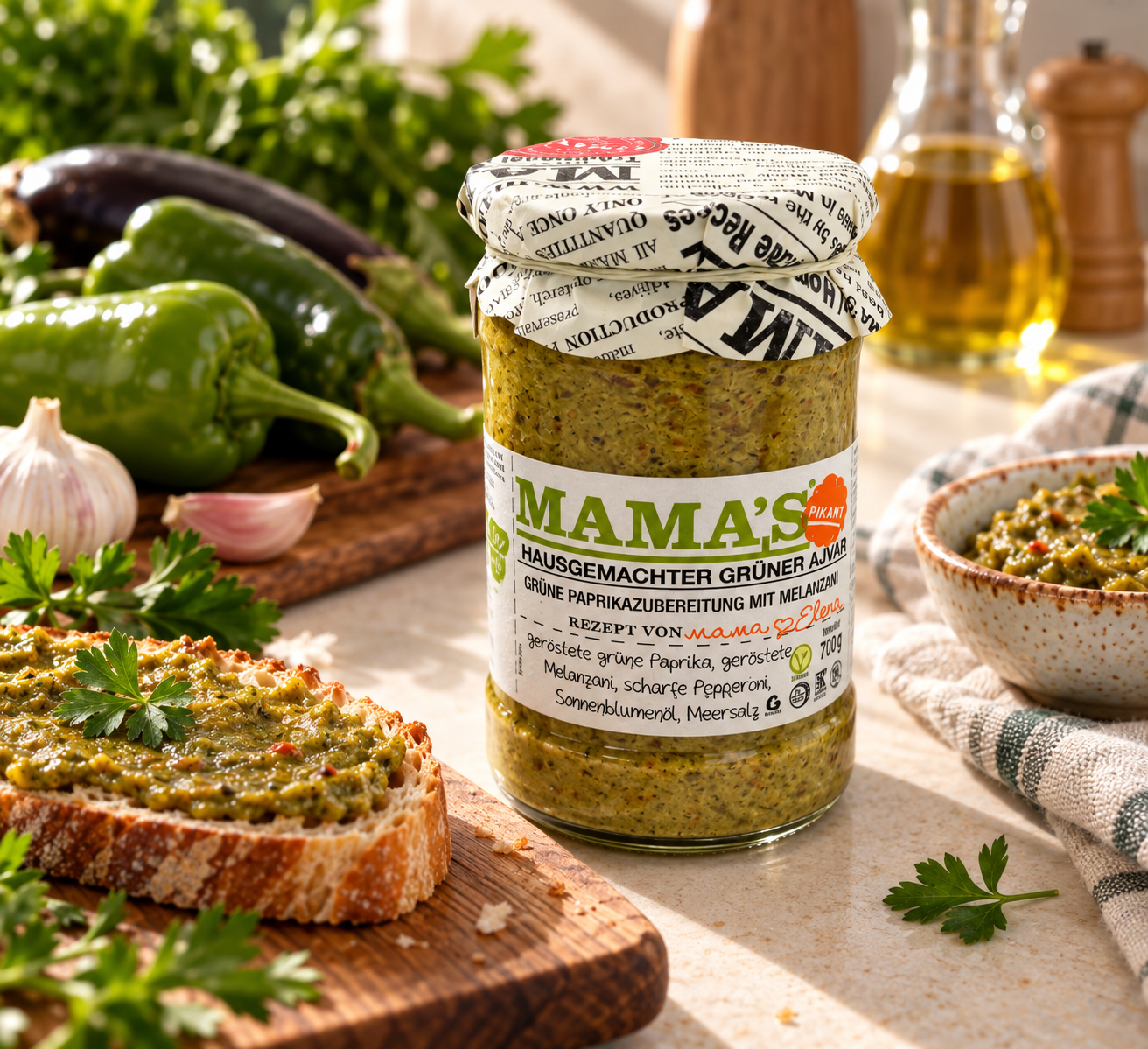 Mama´s grüner Ajvar Pikant 290g