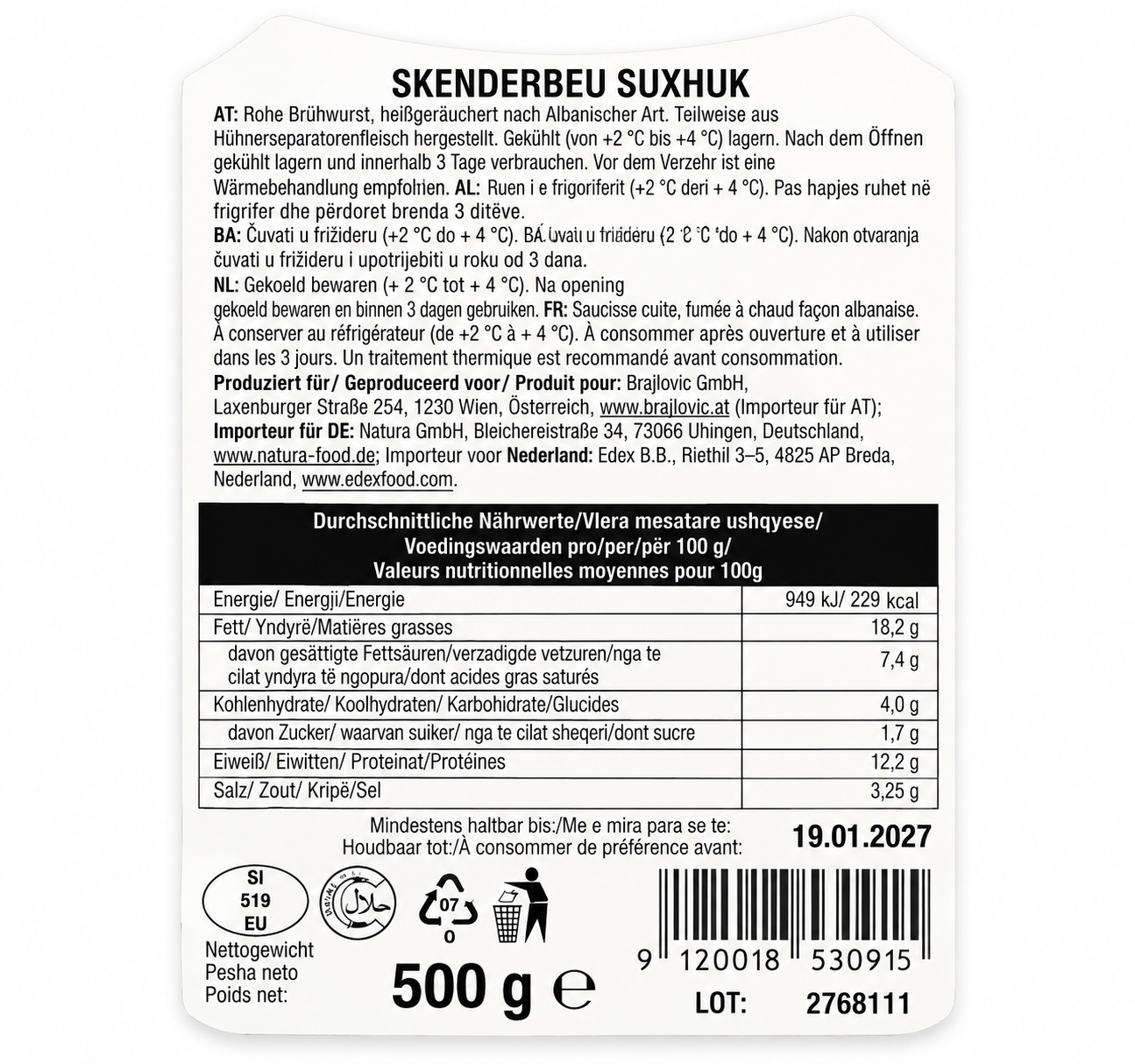 Skenderbeu Suxhuk Mirusha 500 g – Bild 2
