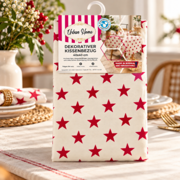 Dekorativer Kissenbezug 40 × 40 cm Urban Home Sterne Rot/Creme