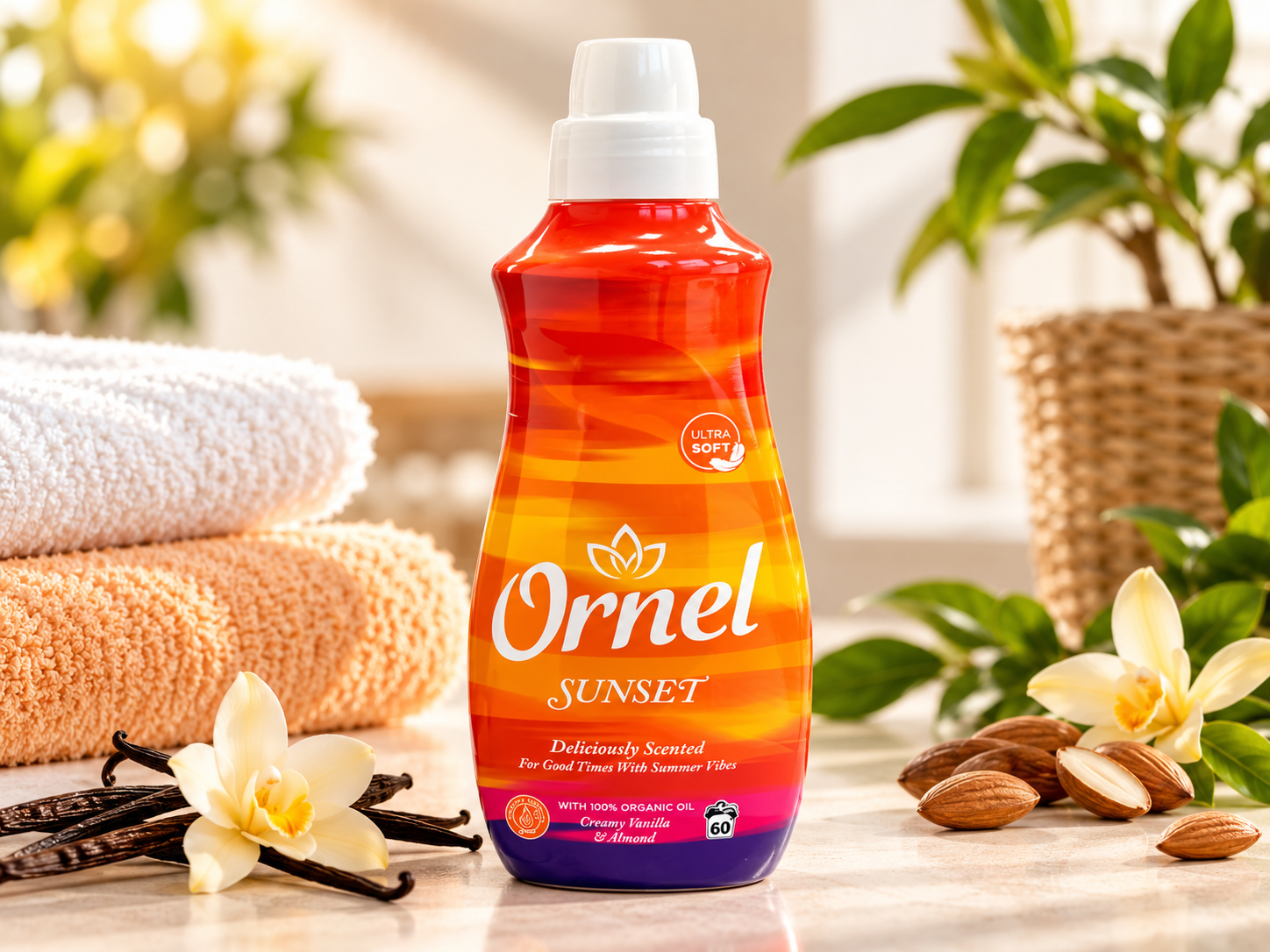Ornel Sunset Weichspüler – Creamy Vanilla & Almond 1,5 L